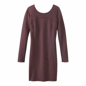 Athleta Illusion Ponte Knit Sheath Dress Long Sleeve Dark Purple Back V-Neck M